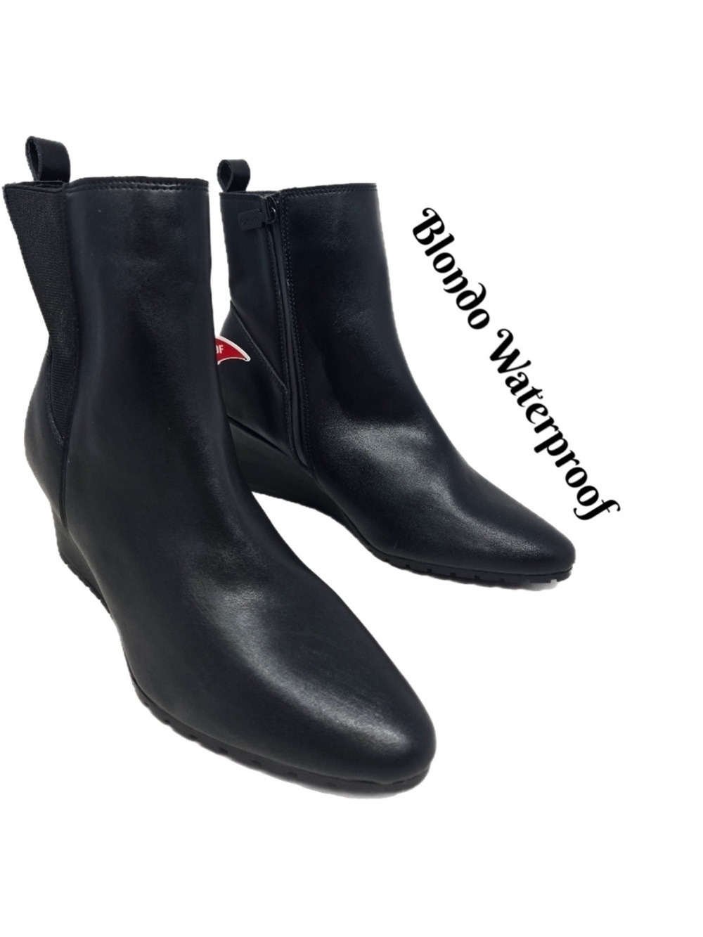 Blondo Waterproof Vivika Womens Boots Sz 8M Wedge Black Leather